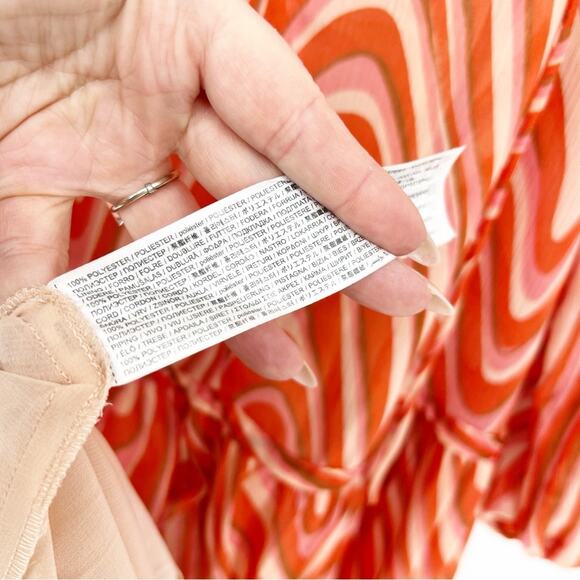 NWT Mango Lidia Printed Maxi Dress 6 Orange - Picture 6 of 7